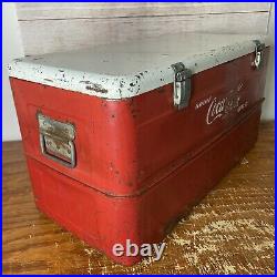Vtg Metal Drink Coca Cola in Bottles Ice Chest Cooler Coke 28 Across 1940's