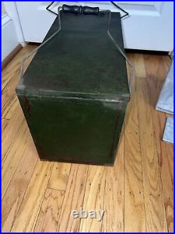 Vtg Mid-Century RED CAP Green Metal Cooler w Insert Americana Butler Bellhop