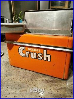 Vtg Orange Crush Cooler & Tray Quality Cronstroms Minneapolis Metal Soda