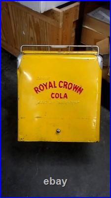 Vtg ROYAL CROWN RC COLA USA Soda Pop Metal Cooler Chest Embossed Letters