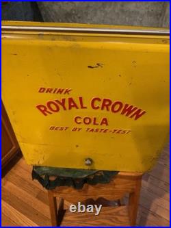 Vtg ROYAL CROWN RC COLA USA Soda Pop Metal Cooler Chest Embossed Letters