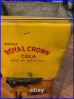Vtg ROYAL CROWN RC COLA USA Soda Pop Metal Cooler Chest Embossed Letters