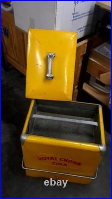 Vtg ROYAL CROWN RC COLA USA Soda Pop Metal Cooler Chest Embossed Letters