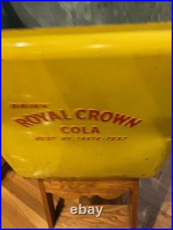 Vtg ROYAL CROWN RC COLA USA Soda Pop Metal Cooler Chest Embossed Letters