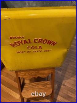 Vtg ROYAL CROWN RC COLA USA Soda Pop Metal Cooler Chest Embossed Letters
