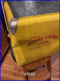 Vtg ROYAL CROWN RC COLA USA Soda Pop Metal Cooler Chest Embossed Letters