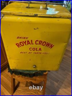 Vtg ROYAL CROWN RC COLA USA Soda Pop Metal Cooler Chest Embossed Letters
