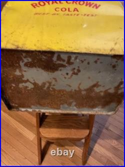 Vtg ROYAL CROWN RC COLA USA Soda Pop Metal Cooler Chest Embossed Letters