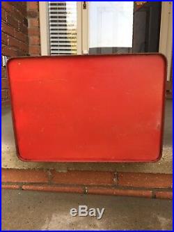 Vtg Red Metal Coca-Cola Coke Ice Chest Cooler Tray Picnic Party Mid-Century Mod
