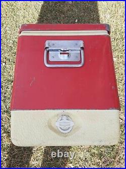 Vtg Red Mini Cooler Coleman 70's Dual Metal Bottle Openers 18x11x13 USA