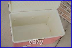 Vtg Retro Pink Metal Coleman Cooler Ice Chest Diamond Logo Camping 22x16x13.25