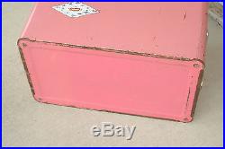 Vtg Retro Pink Metal Coleman Cooler Ice Chest Diamond Logo Camping 22x16x13.25