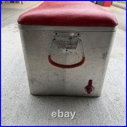 Vtg Storz Beer Metal Picnic Cooler Red Lid Aluminum Ice Chest Drain Plug Omaha