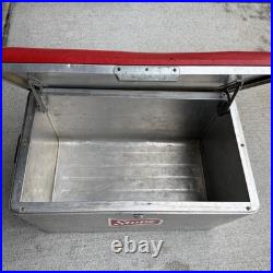 Vtg Storz Beer Metal Picnic Cooler Red Lid Aluminum Ice Chest Drain Plug Omaha