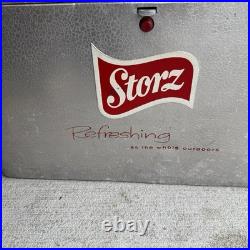 Vtg Storz Beer Metal Picnic Cooler Red Lid Aluminum Ice Chest Drain Plug Omaha