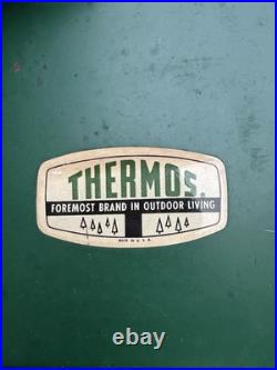 Vtg Thermos Cooler Retro 1950s Ice Chest + Insulated Green Metal Large Portable