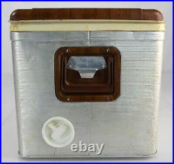 WESTERN AUTO Revelations Aluminum Metal Wood Top Cooler Vintage Ice Chest