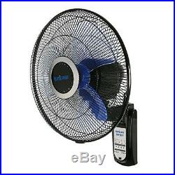 Wall Mount 16 Inch Fan 3-Speed Remote Control Oscillating Home Garage Air Cooler