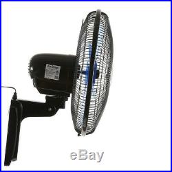 Wall Mount Fan Oscillating 16 Inch 3 Speed Remote Control Indoor Outdoor Black