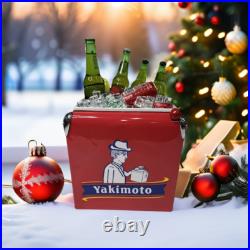 Water Cooler Metal Red Reto Ice Chest 13L Yakimoto Keep Cold for 48-72 Hours