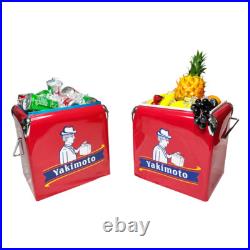 Water Cooler Metal Red Reto Ice Chest 13L Yakimoto Keep Cold for 48-72 Hours