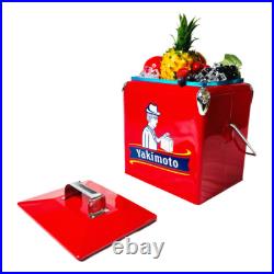 Water Cooler Metal Red Reto Ice Chest 13L Yakimoto Keep Cold for 48-72 Hours