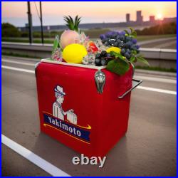Water Cooler Metal Red Reto Ice Chest 13L Yakimoto Keep Cold for 48-72 Hours