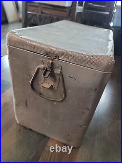 Western Field Vintage 1950's Camping Hunting Silver Ice Chest Metal Soda Pop