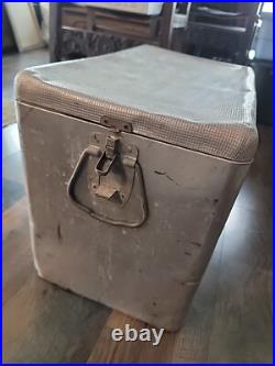 Western Field Vintage Cooler 50's Camping Hunting Silver Ice Chest Metal Pop