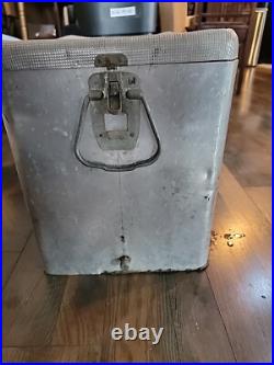 Western Field Vintage Cooler 50's Camping Hunting Silver Ice Chest Metal Pop