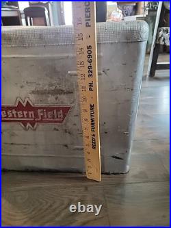 Western Field Vintage Cooler 50's Camping Hunting Silver Ice Chest Metal Pop