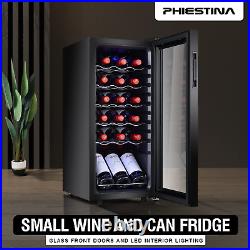 Wine Fridge, Freestanding Wine Cooler Holds 18 Bottles, Small Wine Refrigerator