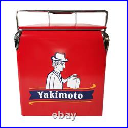 Yakimoto 13L/14Qt Camping Cooler Box, Red Metal, Portable, Rugged, Waterproof