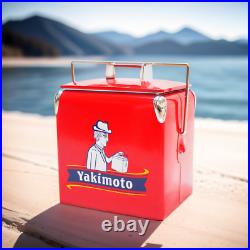 Yakimoto 13L/14Qt Camping Cooler Box, Red Metal, Portable, Rugged, Waterproof