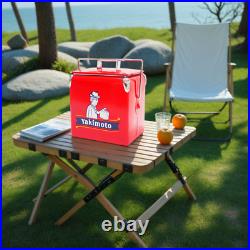 Yakimoto 13L/14Qt Camping Cooler Box, Red Metal, Portable, Rugged, Waterproof