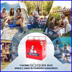 Yakimoto 13L/14Qt Camping Cooler Box, Red Metal, Portable, Rugged, Waterproof