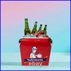 Yakimoto 13L/14Qt Metal Retro Outdoor Cooler, Beer Cooler, Drink Cooler, Red