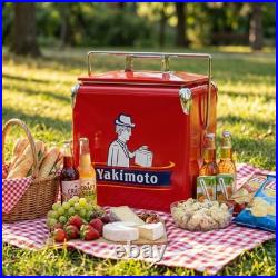 Yakimoto 13L Portable Metal Cooler Red Retro Picnic Camping BBQ Beer Ice Box
