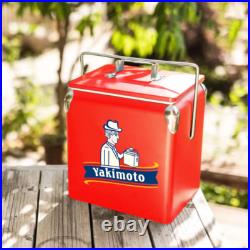 Yakimoto 14 Qt Small Retro Vintage Ice Chest, Hard Metal Portable Beverag Cooler