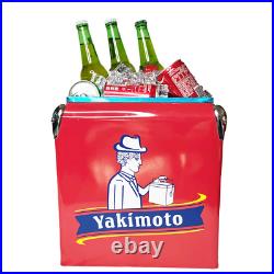 Yakimoto 14 Quart Portable Car Cooler Box, Red Metal Ice Chest, Waterproof