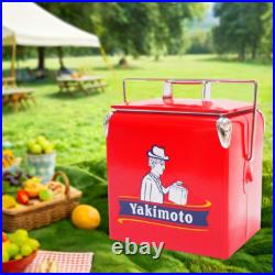 Yakimoto 14Qt High performance Cooler, Retro Metal Ice Chest, Portable Lunch Box