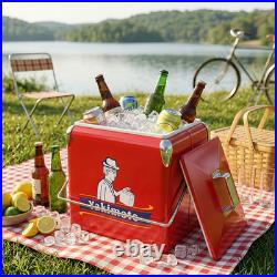 Yakimoto 14Qt Personalized creativity Cooler, Red Metal Ice Chest for Camping BBQ