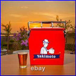 Yakimoto 14Qt Portable Cooler Vintage Metal Ice Chest, Compact for Beach