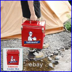 Yakimoto 14Qt Portable Metal Ice Chest Compact 18-Can Cooler for Road Trips
