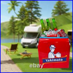 Yakimoto 14Qt Portable leak-proof car Cooler, Red Vintage Style Metal Ice Chest