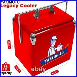 Yakimoto 14Qt Retro Metal Cooler 72H Ice Retention Vintage Camping Ice Chest