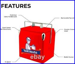 Yakimoto 14Qt Retro Metal Cooler 72H Ice Retention Vintage Camping Ice Chest