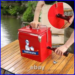 Yakimoto 14Qt Retro Metal Cooler 72H Ice Retention Vintage Camping Ice Chest