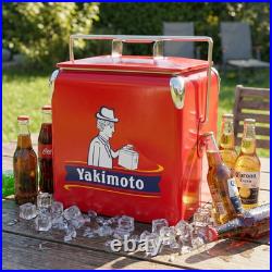 Yakimoto 14Qt Retro Metal Cooler 72H Ice Retention Vintage Camping Ice Chest