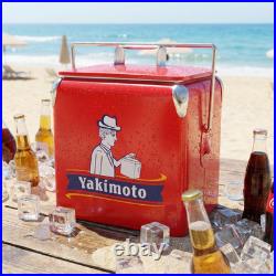 Yakimoto 14Qt Retro Metal Cooler 72H Ice Retention Vintage Camping Ice Chest